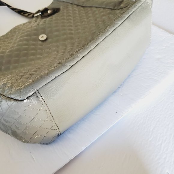 GUESS Grey Patent Wall Street Tote Bag - Picture 12 of 16